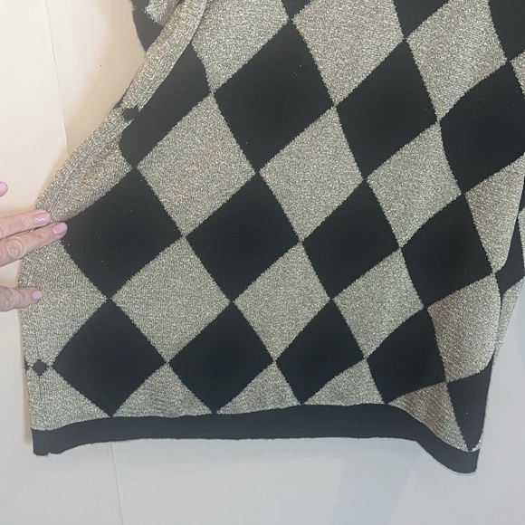 Evan Picone vintage ladies sweater size large argyle shape metallic gold / wool - Picture 4 of 9